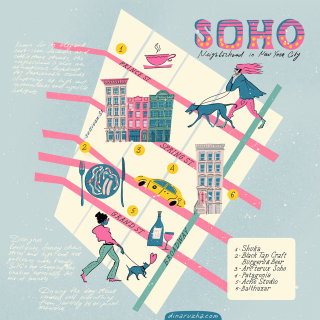 Ilustração do mapa do SoHo, Manhattan