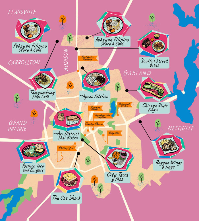 Mapa do Dallas Observer &quot;As jóias ocultas dos restaurantes de Dallas 2023&quot;