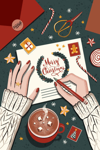 Diseño de tarjeta navideña por Dina Ruzha.