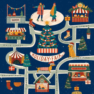 クリスマスフェアの地図イラスト
