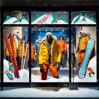 Exhibición de ropa de temporada de esquí.