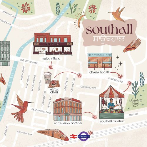 Southall vibrant map illustration