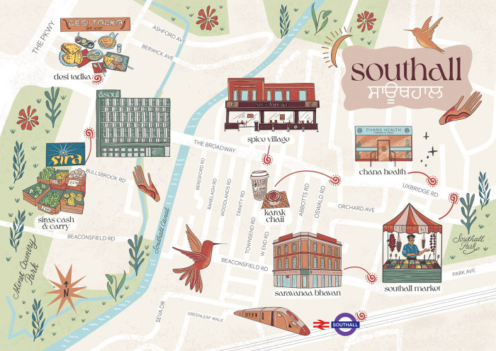 Southall vibrant map illustration