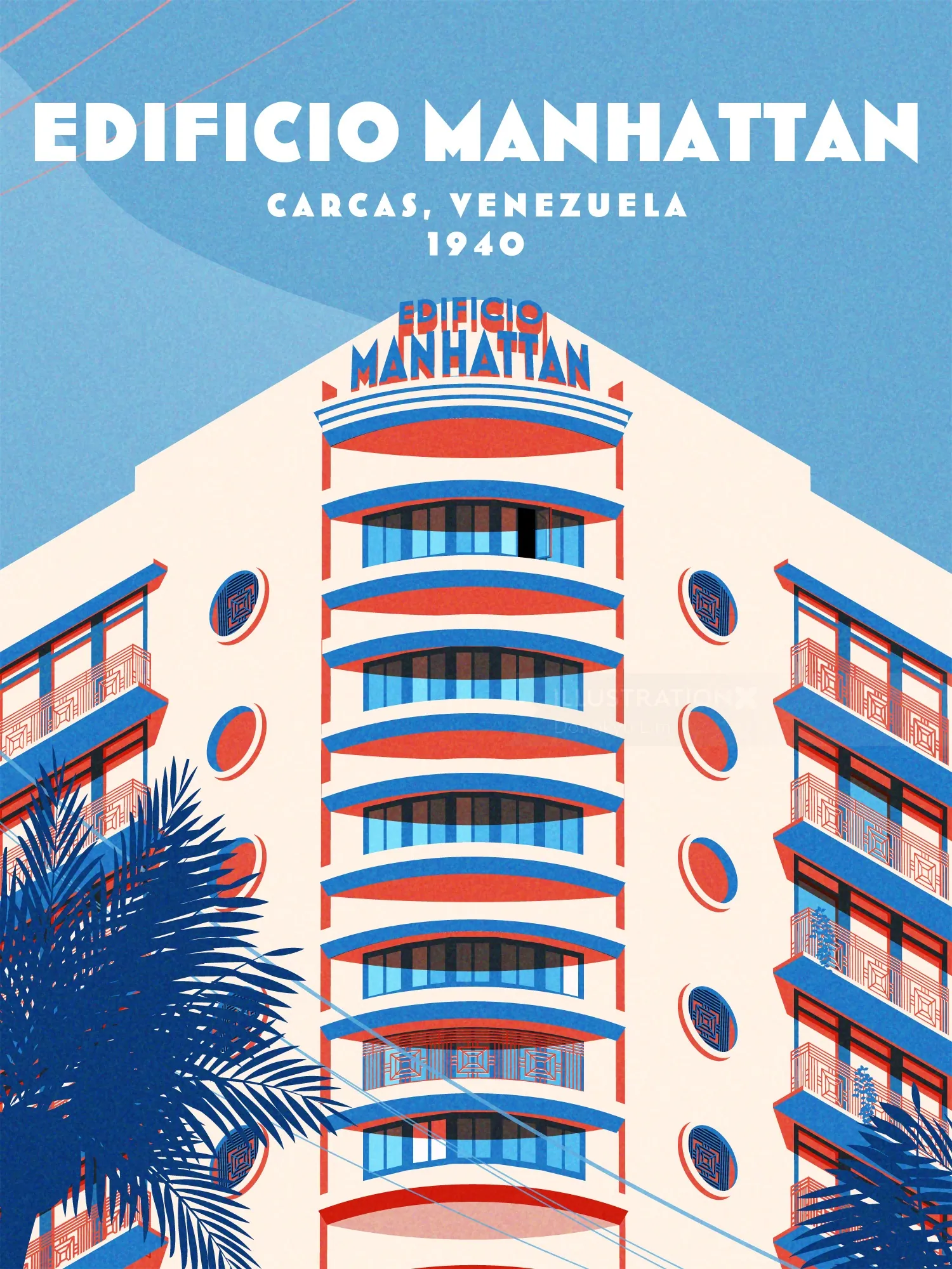 Illustration von Dongkyu Lim vom Edificio Manhattan in Caracas, Venezuela