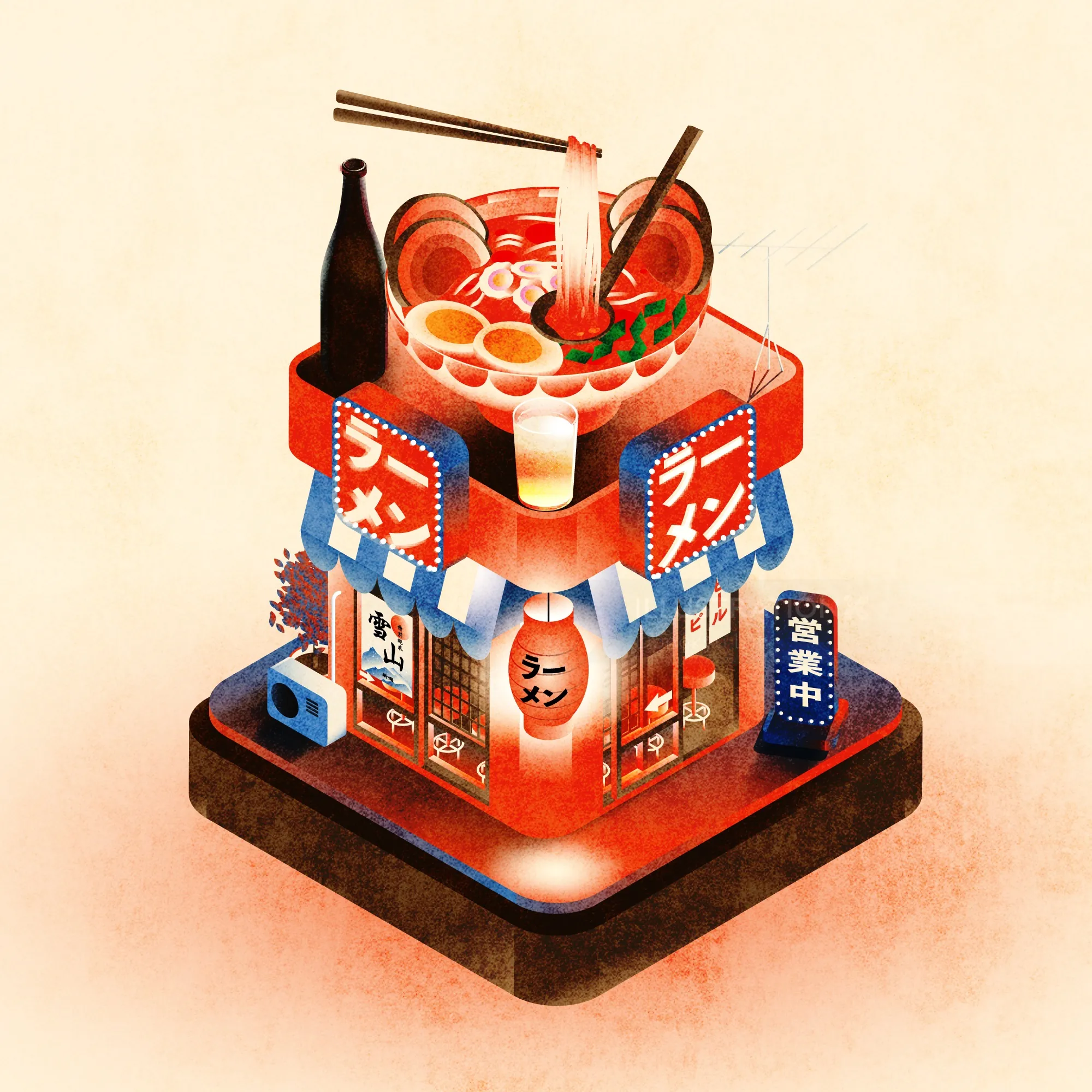 Miniatura da Fábrica de Ramen, obra de arte de Dongkyu Lim