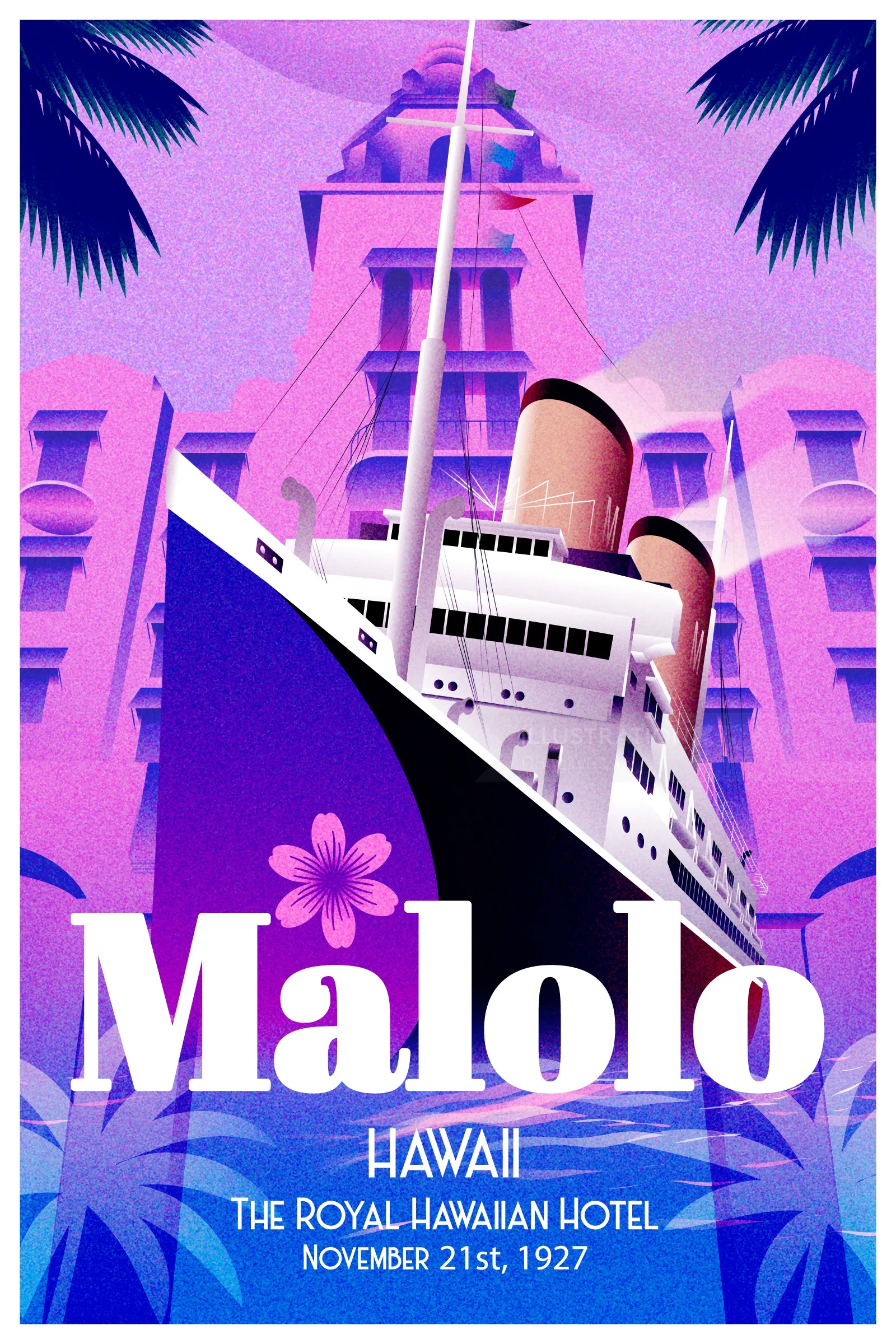 Pôster colorido do transatlântico SS Malolo, de Dongkyu Lim