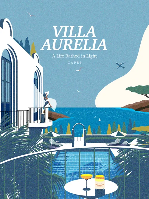 Villa Aurelia Capri poster by Dongkyu Lim with coastal architecture and pool