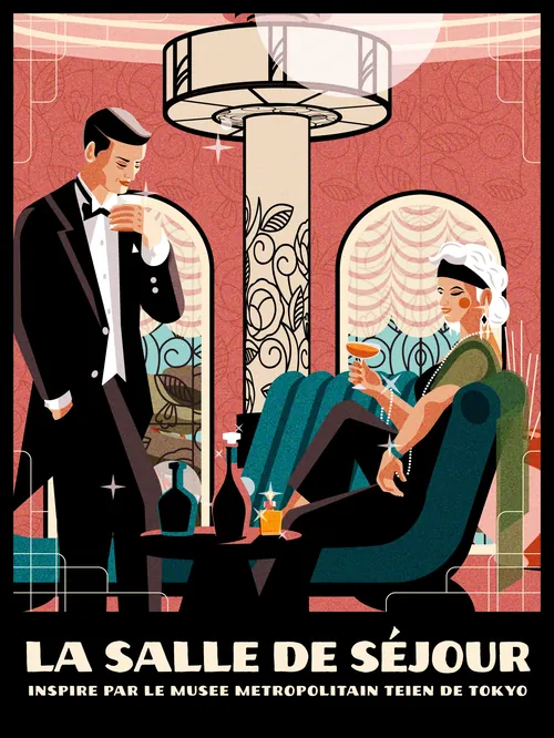Dongkyu Lim illustration of an elegant Art Deco living room scene