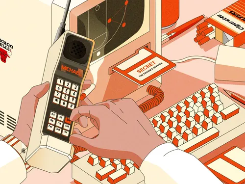 Dongkyu Lim illustration of a hand dialing Michael Jordan on a phone