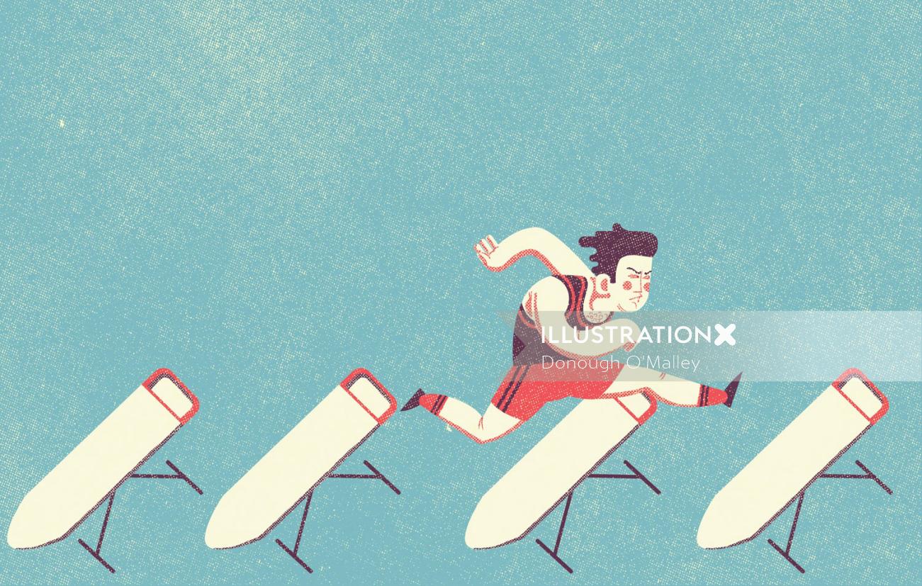 Editorial illustration of high jump runner 