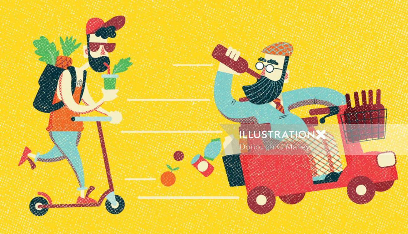 Food & drink spending in America magazine article illustration 