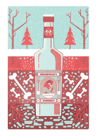 Illustration de l&#39;emballage du whisky Highfields&#39;s 