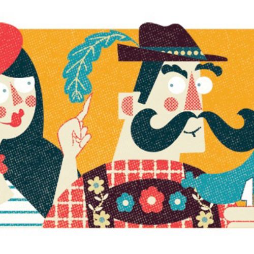 Stylized colorful portraits of four distinct characters by Donough O'Malley