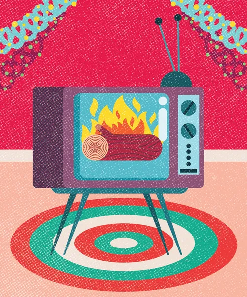 Retro-TV-Illustration zum Thema Weihnachtsbaumstamm