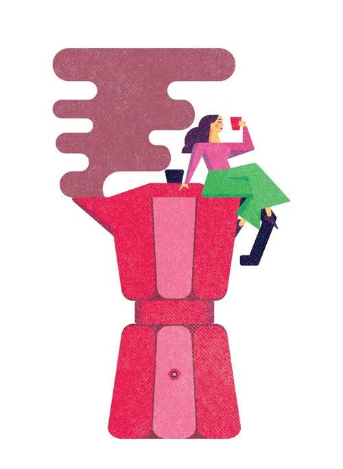 Illustration einer Kaffeemaschine für einen redaktionellen Beitrag