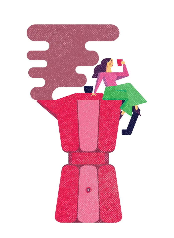 Coffee machine illustration for an editorial piece