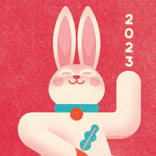 Illustrated depiction of the Year of the Rabbit, 2023