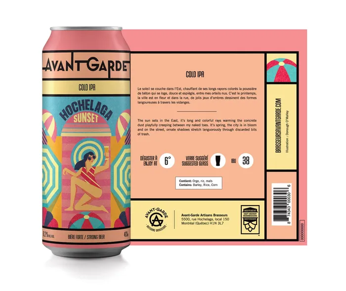 Hochelaga Sunset beer can design for Avant Garde brewery Canada