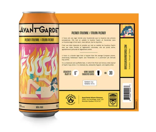 Etikett für die Il Fuoco Bierdose der Avant-Garde Brauerei