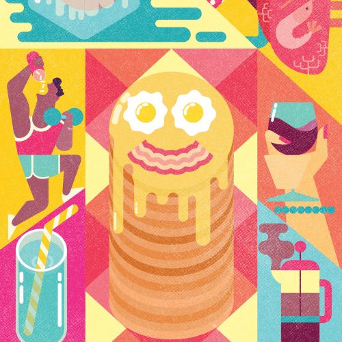 Editorial illustration exploring food and diet myths