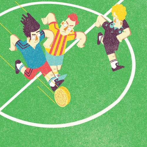 Sports illustration of playing football