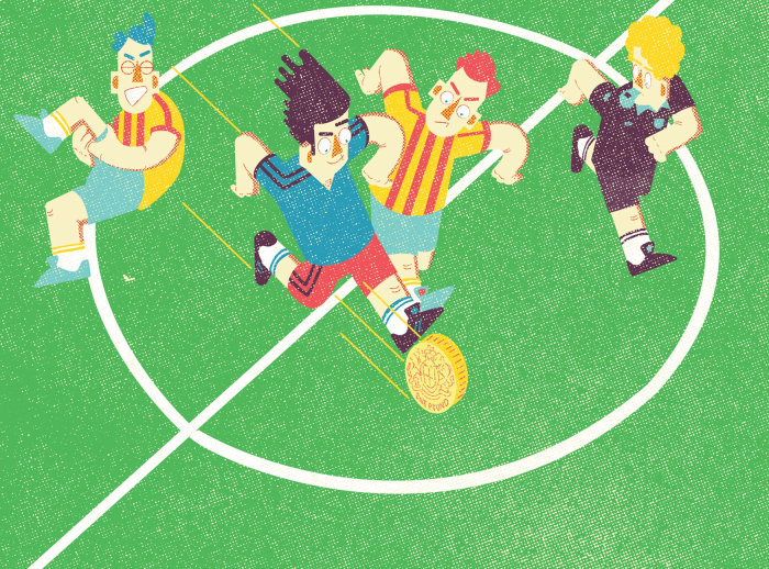 Illustration sportive de jouer au football