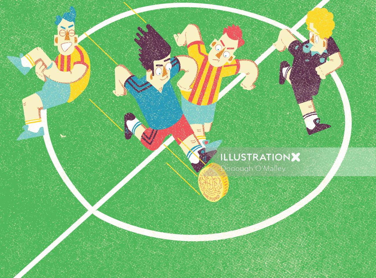 Sports illustration of playing football