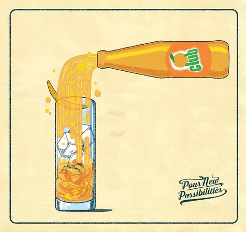 Grafische Darstellung einer Orangensaftflasche