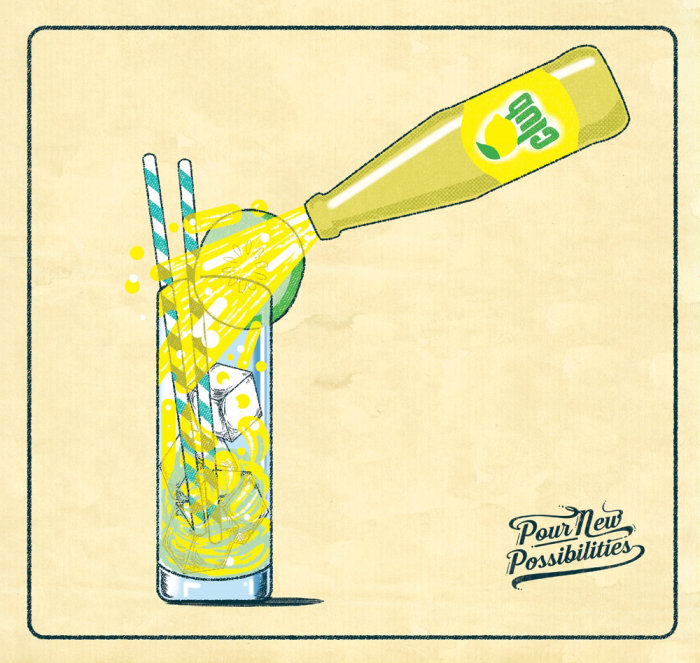Illustration promotionnelle pour les boissons gazeuses Britvic.