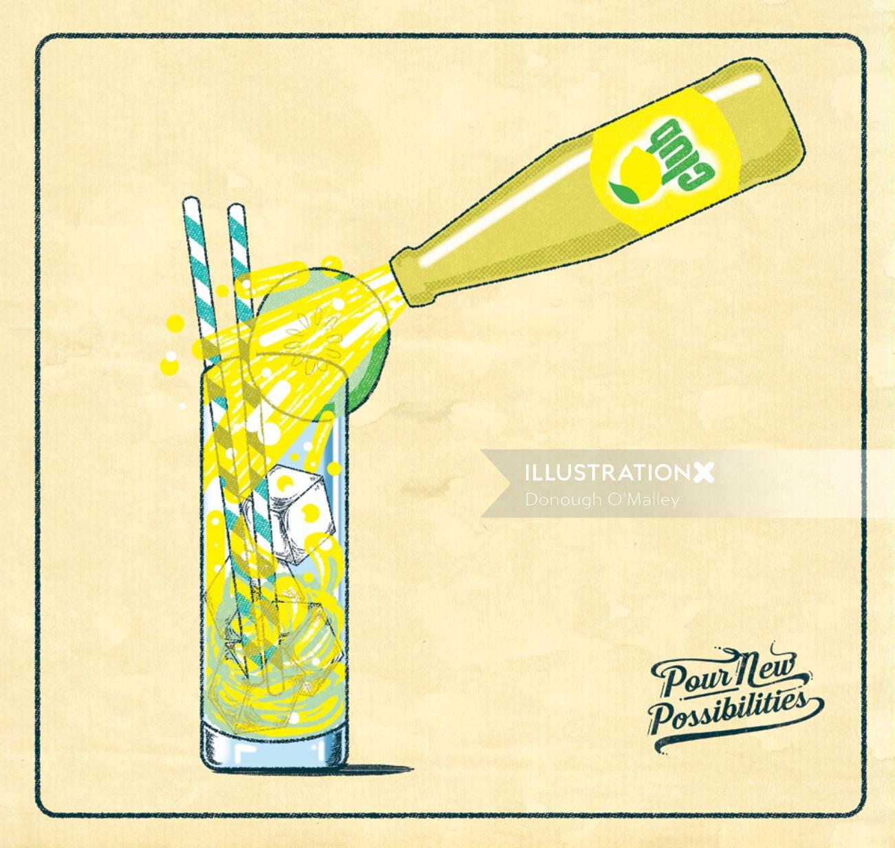Promotional illustration for Britvic soft drinks.