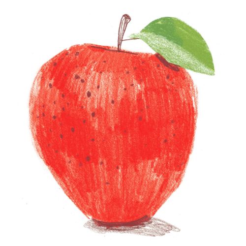 Digital painting of red apple 
