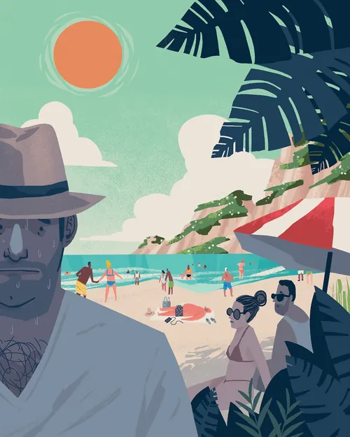 Grafikdesign: Schlafen am Strand