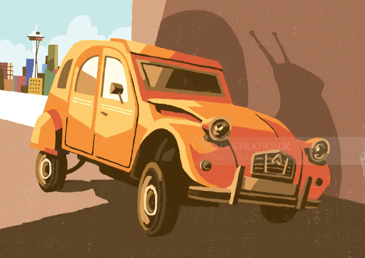 Digitale Malerei des Citroen Schneckenautos