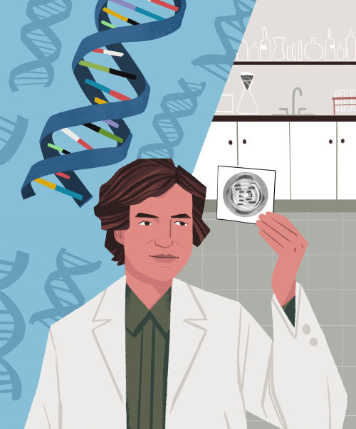 Health scientist checking DNA
