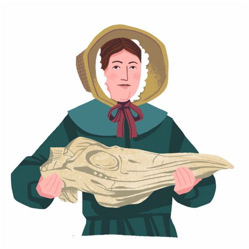Mary Anning with Fossil