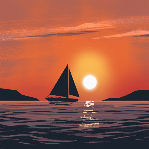 Nature Sailboat in Sunset