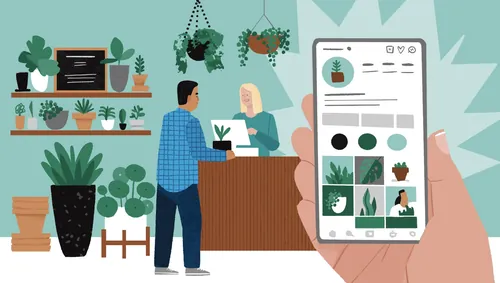 Person, die Instagram-Marketing-Tools für einen Pflanzenladen nutzt (von Drew Bardana)