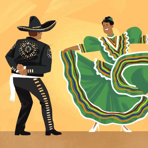 Man and woman performing traditional Mexican Folklorico dance
