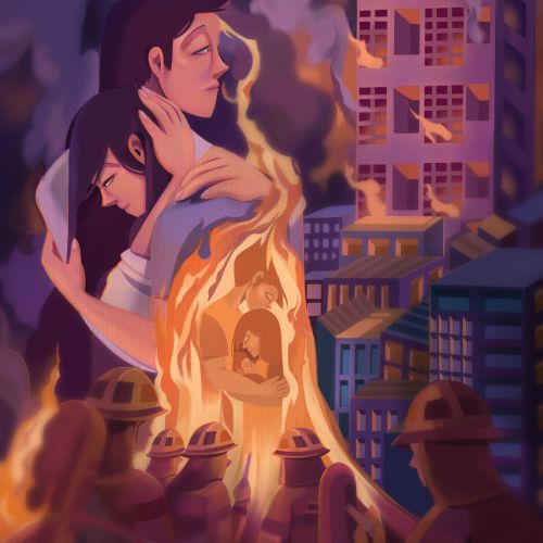 2970: Fading Embrace” artwork inspired by Hanoi mini apartment fire