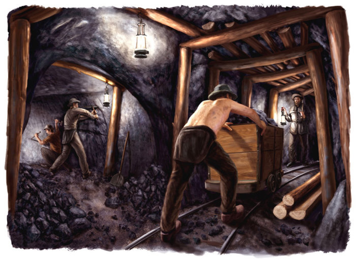 Les gens dans la mine de charbon