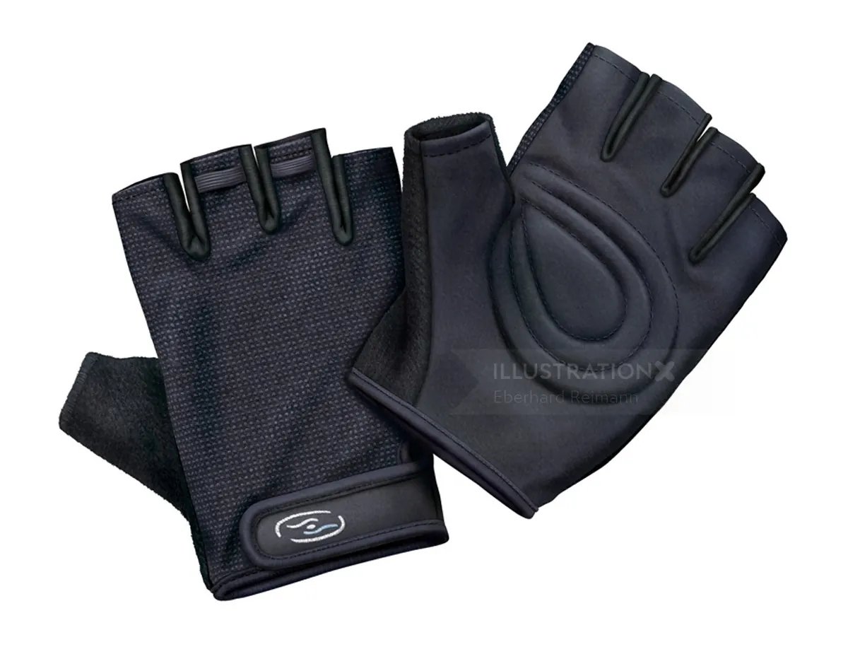 Black fingerless cycling gloves with padded palms by Eberhard Reimann