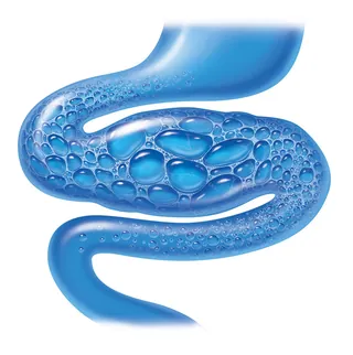 Abstract blue liquid spiral with bubbles by Eberhard Reimann