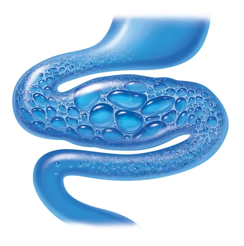 Abstract blue liquid spiral with bubbles by Eberhard Reimann