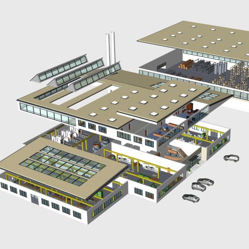 3D architectural model of industrial building by Eberhard Reimann