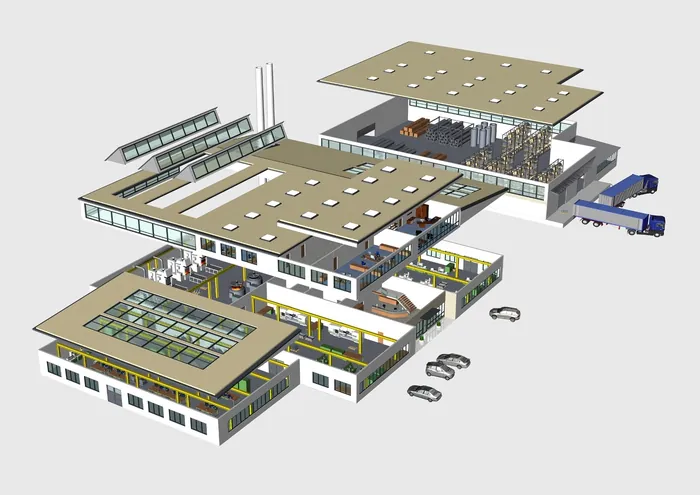 3D architectural model of industrial building by Eberhard Reimann