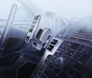 Car dashboard with smartphone mount and controls by Eberhard Reimann