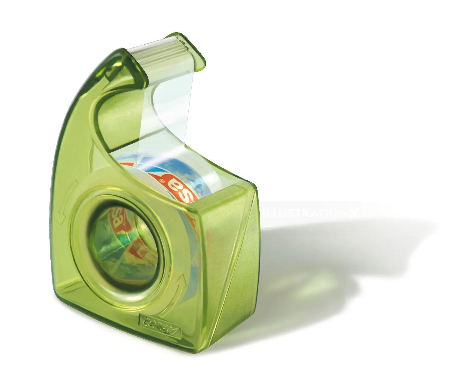 Green transparent tape dispenser by Eberhard Reimann
