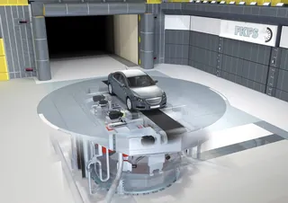 Automated car turntable system in garage by Eberhard Reimann