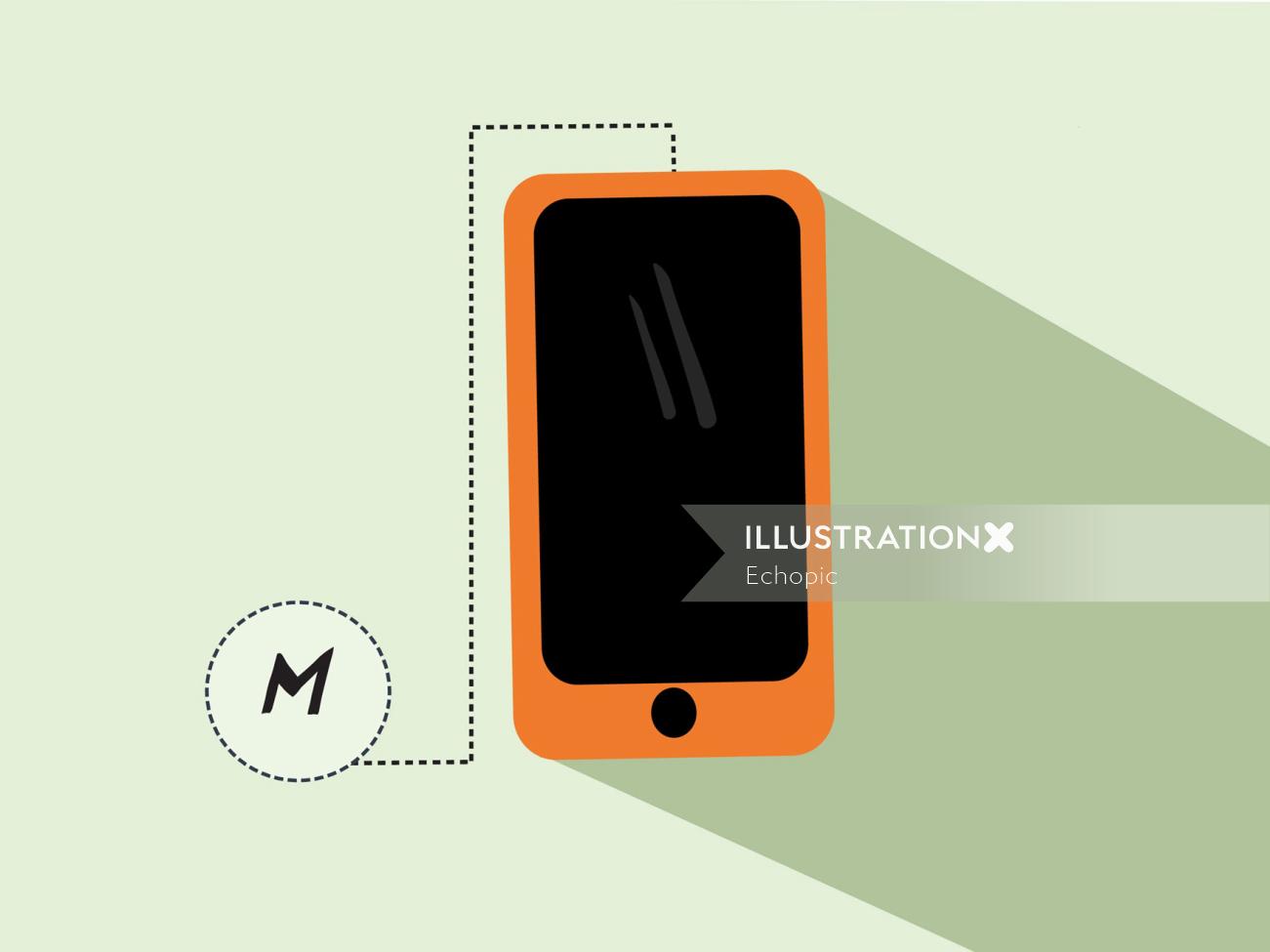 Ilustração de comunicação do celular