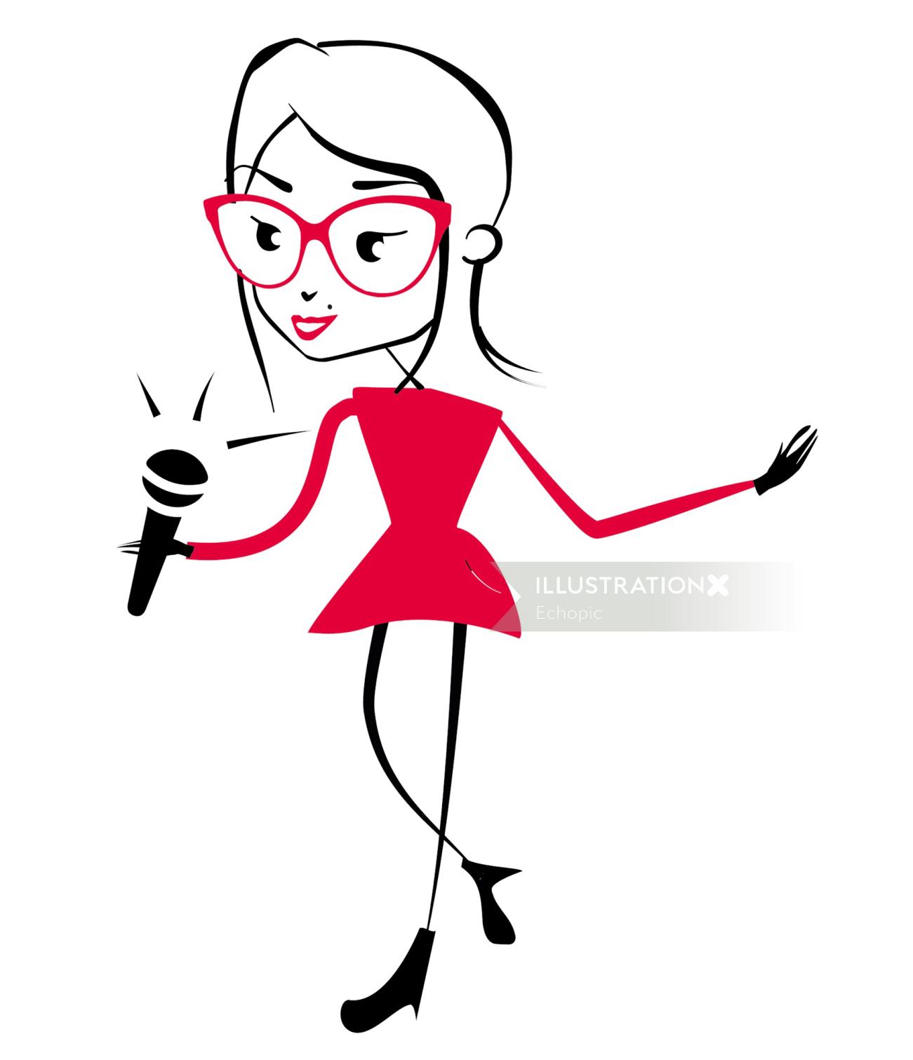Entertainer female anchor graphical illustration